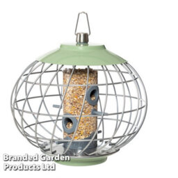 Garden Gear Happy Beaks The Nuttery Squirrel-Proof Helix Bird Seed Feeder In Green Metal Cage Easy To Hang And Clean - thumbnail 2