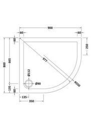 Hudson Reed Pearlstone Right Hand Offset Quadrant Slimline Textured Grey Slate Effect Shower Tray & Waste, 900 X 800 X 40mm - thumbnail 3