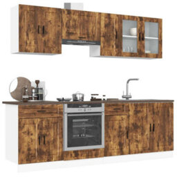 Berkfield 8 Piece Kitchen Cabinet Set Porto Smoked Oak Engineered Wood - thumbnail 1