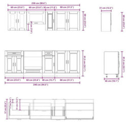 Berkfield 8 Piece Kitchen Cabinet Set Porto Smoked Oak Engineered Wood - thumbnail 7
