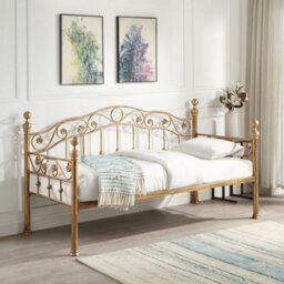 OAT Home Mayfair Antique Brass Effect Metal Victorian French Single Day Bed Frame - thumbnail 1