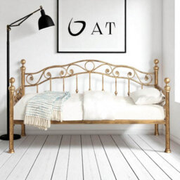 OAT Home Mayfair Antique Brass Effect Metal Victorian French Single Day Bed Frame - thumbnail 2