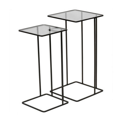 Buttercup Farm Salzburg Side Tables (Set Of 2) - Iron/glass - L31 X W31 X H61 Cm - Dark Bronze - image 1