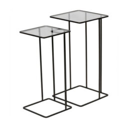 Buttercup Farm Salzburg Side Tables (Set Of 2) - Iron/glass - L31 X W31 X H61 Cm - Dark Bronze