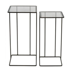 Buttercup Farm Salzburg Side Tables (Set Of 2) - Iron/glass - L31 X W31 X H61 Cm - Dark Bronze - thumbnail 2