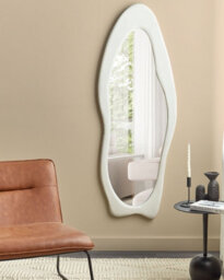 Beliani Wall Mirror Reigny 57 Cm 160 Cm Velvet White - thumbnail 2
