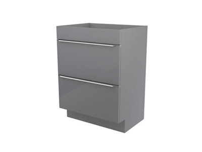 GoodHome Imandra Gloss Grey Freestanding Bathroom Cabinet (H) 820mm (W) 600mm - image 1