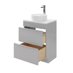GoodHome Imandra Gloss Grey Freestanding Bathroom Cabinet (H) 820mm (W) 600mm - thumbnail 3