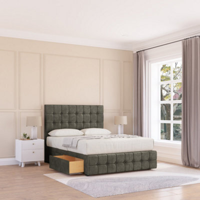 "Sloomy 2Ft6 Berlin Divan Bed Base Pewter Dumfries ,no Drawers, 12"" Footboard & 26"" Struts Headboard - Small Single" - image 1