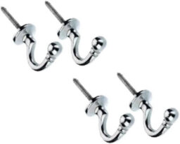 SISI UK Chrome Ball End Curtain Tieback Hooks U Shaped Curtain Tie Hooks Ball End Curtain Drape Tassel Screw In Hooks Curtains Clothes X 4 - thumbnail 1