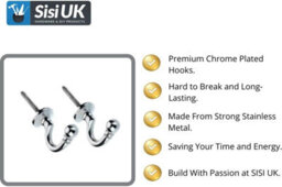 SISI UK Chrome Ball End Curtain Tieback Hooks U Shaped Curtain Tie Hooks Ball End Curtain Drape Tassel Screw In Hooks Curtains Clothes X 4 - thumbnail 3