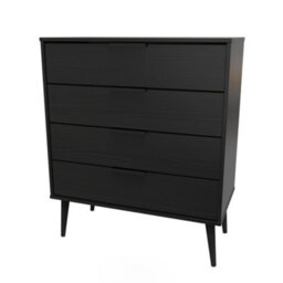 Hong Kong Ready Assembled Matt Black No Effect 4 Drawer Wide Chest (H)885mm (W)765mm (D)415mm - thumbnail 1