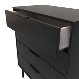 Hong Kong Ready Assembled Matt Black No Effect 4 Drawer Wide Chest (H)885mm (W)765mm (D)415mm - thumbnail 5