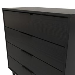 Hong Kong Ready Assembled Matt Black No Effect 4 Drawer Wide Chest (H)885mm (W)765mm (D)415mm - thumbnail 2
