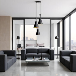 3 Way Pendant Light E27 Base 19Cm Black Metal Lightshade 95Cm Height Adjustable Ceiling Hanging Lamp For Indoor - thumbnail 2