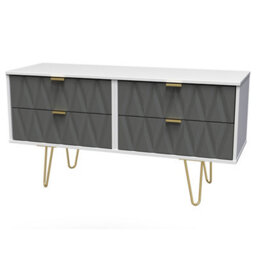 Ready Assembled Matt Grey & White No Effect 4 Drawer Chest (H)570mm (W)1145mm (D)395mm - thumbnail 1