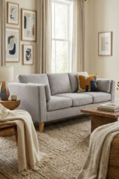Loft Home Aria Classic Light Grey 3 Seater Fabric Sofa - thumbnail 1