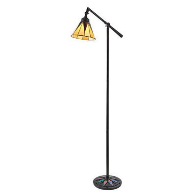 Luminosa Lighting Luminosa Dark Star 1 Light Task Floor Lamp Satin Black With Glass Inserts, Tiffany Style, E14 - image 1