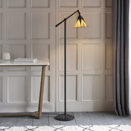 Luminosa Lighting Luminosa Dark Star 1 Light Task Floor Lamp Satin Black With Glass Inserts, Tiffany Style, E14 - thumbnail 2