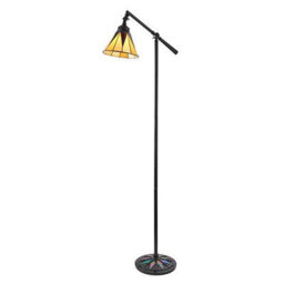 Luminosa Lighting Luminosa Dark Star 1 Light Task Floor Lamp Satin Black With Glass Inserts, Tiffany Style, E14