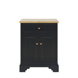 Homestylestore 645mm Black Grey And Oak Bathroom Vanity Unit With Bronze Round Handles - thumbnail 2