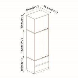 Urbn-Living Urbnliving 240Cm Height Grey Carcass With 2 Sliding Black Doors Wardrobe Bedroom Storage Closet Hanging Rail Cupboard Unit - thumbnail 2