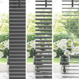 Berkfield Window Blind With Curtains Manual Dark Grey Aluminium - thumbnail 4