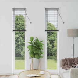 Berkfield Window Blind With Curtains Manual Dark Grey Aluminium - thumbnail 1