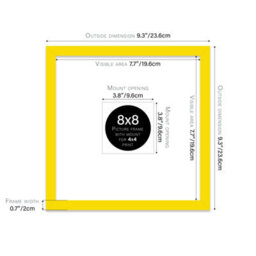 "8X8"" Yellow Picture Frame - 8X8"" Square Frame With 4X4"" Mount For 8X8""/4X4"" Pictures Classic Style Gallery Wall, 1 Pack" - thumbnail 2