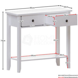 2 Drawer Console Table Shelf Hallway Side End Dressing Table Desk - thumbnail 2
