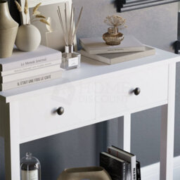 2 Drawer Console Table Shelf Hallway Side End Dressing Table Desk - thumbnail 3