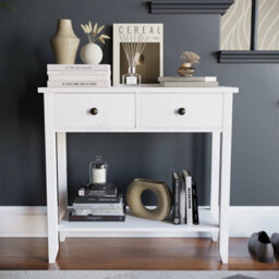 2 Drawer Console Table Shelf Hallway Side End Dressing Table Desk - thumbnail 5