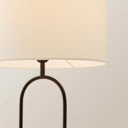Valuelights Rachel Black Arch Marble Base Table Lamp With White Linen Lamp Shade - thumbnail 4