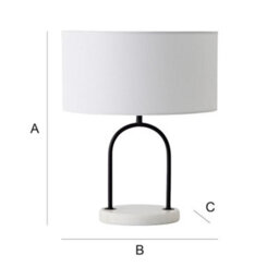 Valuelights Rachel Black Arch Marble Base Table Lamp With White Linen Lamp Shade - thumbnail 7
