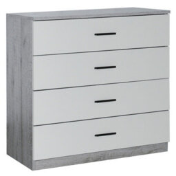 Urbnliving Height 73Cm 4 Drawer Wooden Bedroom Chest Cabinet Modern Ash Grey Carcass And Grey Drawers Wide Storage Cupboard Closet - thumbnail 1