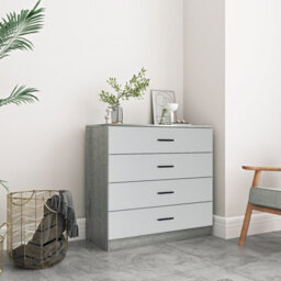 Urbnliving Height 73Cm 4 Drawer Wooden Bedroom Chest Cabinet Modern Ash Grey Carcass And Grey Drawers Wide Storage Cupboard Closet - thumbnail 2