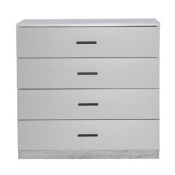 Urbnliving Height 73Cm 4 Drawer Wooden Bedroom Chest Cabinet Modern Ash Grey Carcass And Grey Drawers Wide Storage Cupboard Closet - thumbnail 3