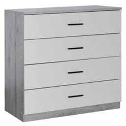 Urbnliving Height 73Cm 4 Drawer Wooden Bedroom Chest Cabinet Modern Ash Grey Carcass And Grey Drawers Wide Storage Cupboard Closet - thumbnail 4