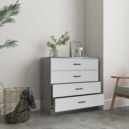 Urbnliving Height 73Cm 4 Drawer Wooden Bedroom Chest Cabinet Modern Ash Grey Carcass And Grey Drawers Wide Storage Cupboard Closet - thumbnail 5