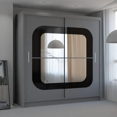 Sliding Wardrobes 4 u LTD Sliding Wardrobes 4U Leagues Freestanding Double Sliding Door Wardrobe - Grey (H)217Cm, (W)203Cm - image 1