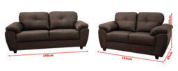 Carlos 3+2 Seater Sofa Set Brown Faux Leather - thumbnail 2