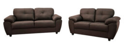 Carlos 3+2 Seater Sofa Set Brown Faux Leather
