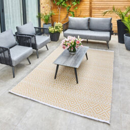 Yellow Outdoor Rug, Geometric Stain-Resistant Rug For Patio Decks, 3mm Modern Outdoor Luxurious Area Rug-190Cm X 290Cm - thumbnail 4