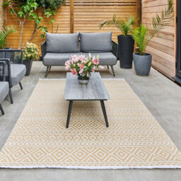 Yellow Outdoor Rug, Geometric Stain-Resistant Rug For Patio Decks, 3mm Modern Outdoor Luxurious Area Rug-190Cm X 290Cm - thumbnail 5