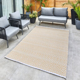 Yellow Outdoor Rug, Geometric Stain-Resistant Rug For Patio Decks, 3mm Modern Outdoor Luxurious Area Rug-190Cm X 290Cm - thumbnail 3