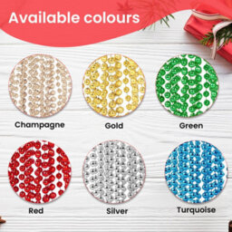 Neel Blue 9 Metre Hanging Bead Garland Beaded String Chain For Christmas Tree Decorations, Silver - thumbnail 7