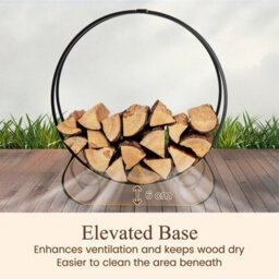 Gainoom 59 Cm Firewood Rack Metal Round Log Holder Ring For Indoor Outdoor - thumbnail 7