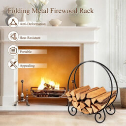 Gainoom 59 Cm Firewood Rack Metal Round Log Holder Ring For Indoor Outdoor - thumbnail 6