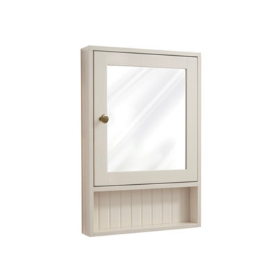 Homestylestore 450 X 650mm Antique White Wall Mounted Corner Mirrored Door Bathroom Cabinet And Aged Gold Round Handle - image 1