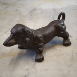 Burgess Cast Iron Dachshund Puppy Dog Metal Statue Home Garden Ornament Sculpture - thumbnail 1